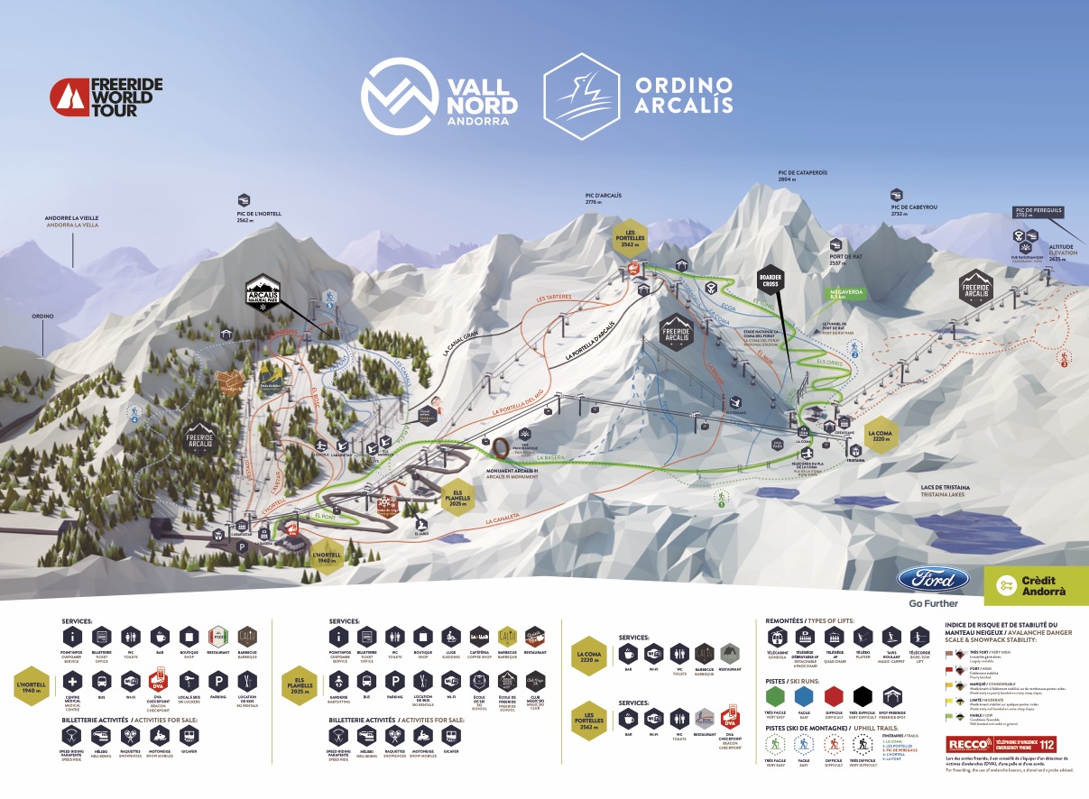 Ordino Arcalís ski area map