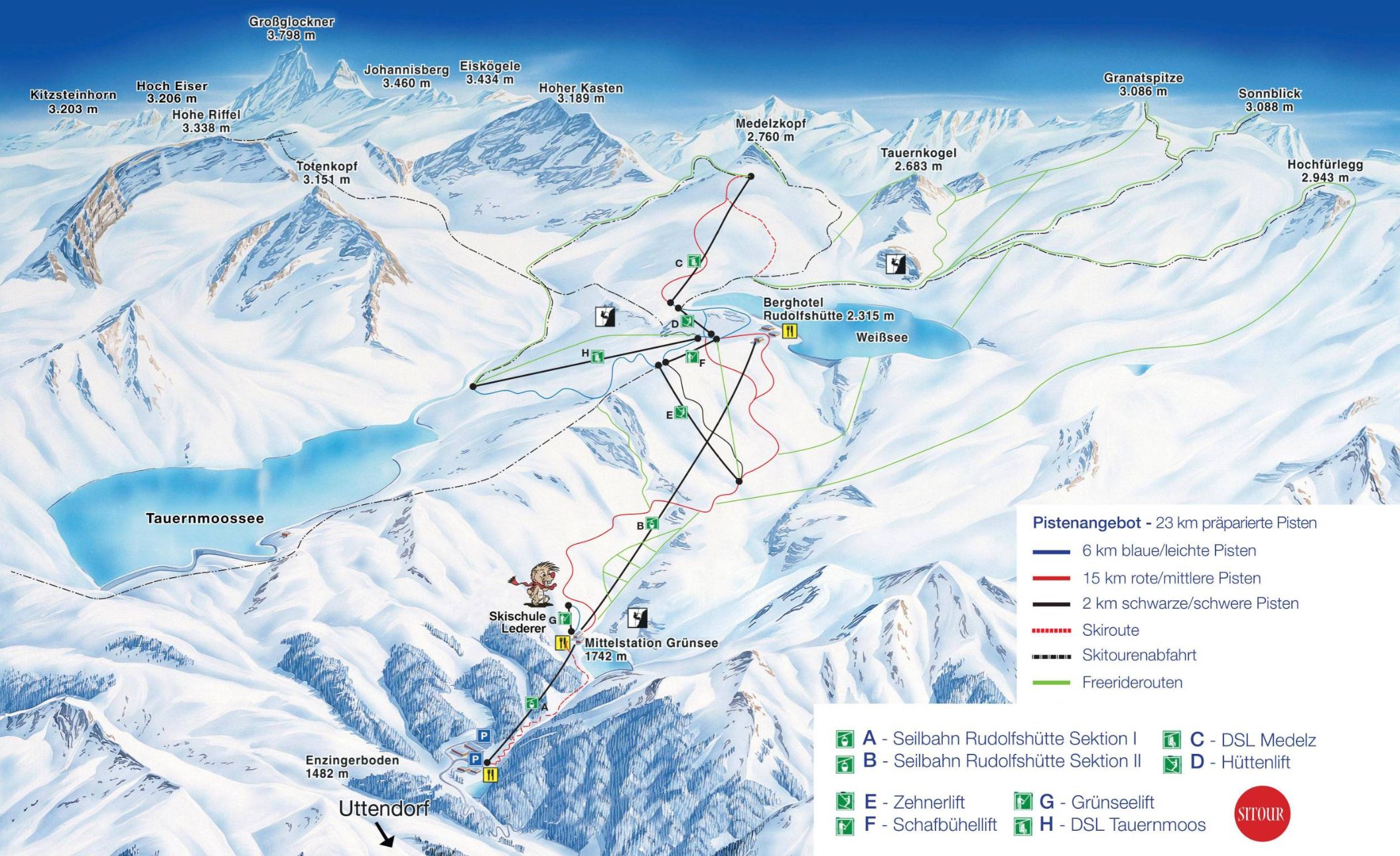 Weißsee Gletscherwelt ski area map