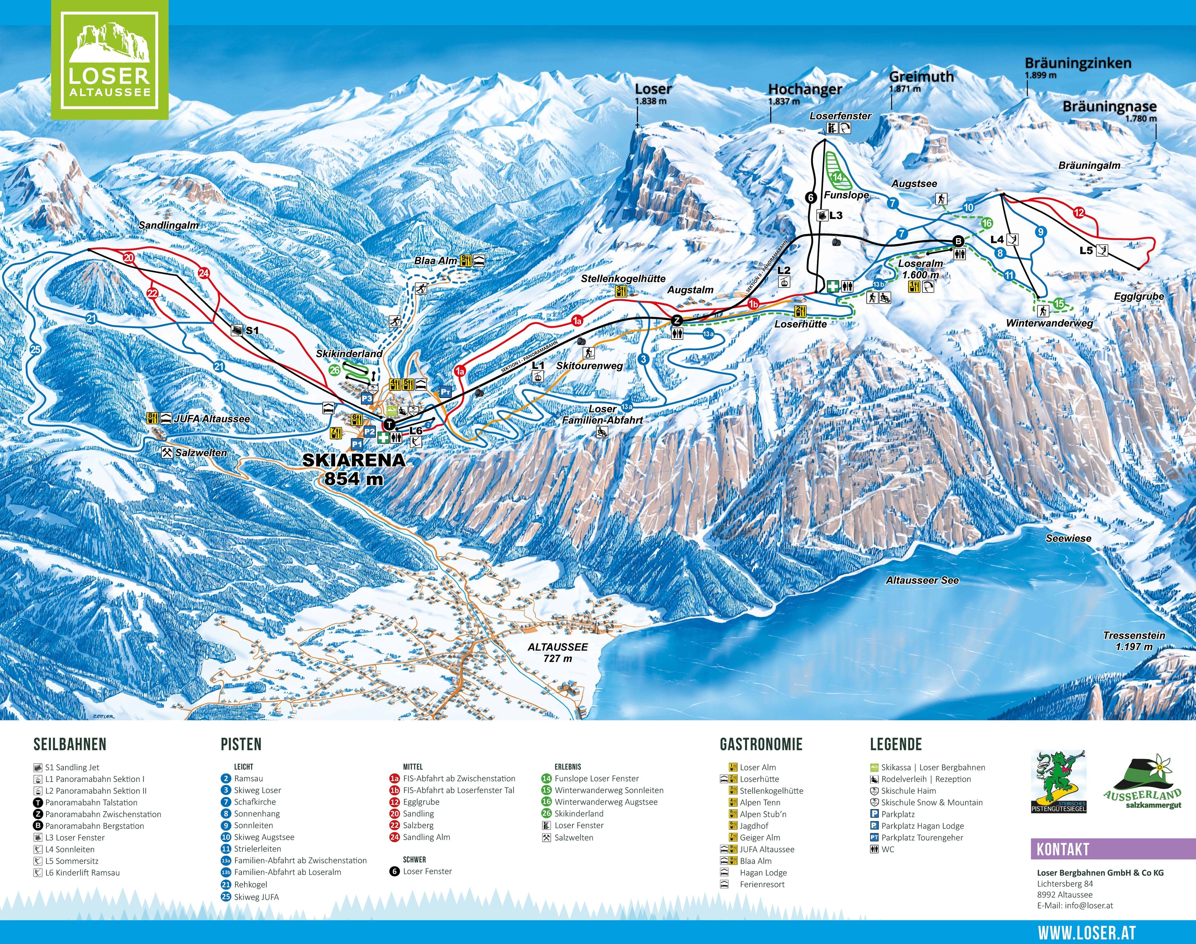 Loser - Altaussee ski area map